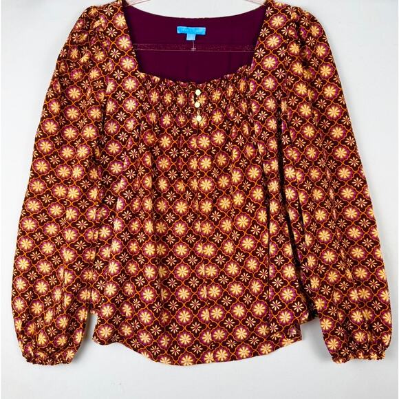 Draper James Geo-floral Square Neck Top Size S - Picture 2 of 10